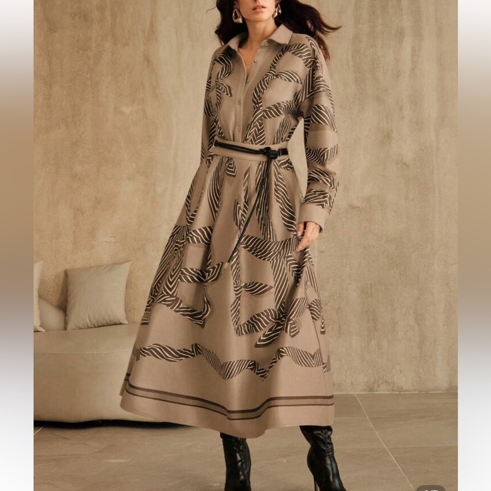 Elegant Zebra Print long sleeve shirt and skirt set